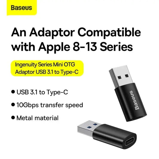 Baseus Ingenuity Series Mini OTG Adaptor USB 3.1 to Type-C – Black
