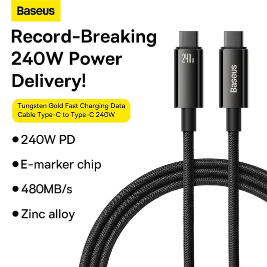 Baseus Tungsten Gold Fast Charging Data Cable Type C to Type C 240W