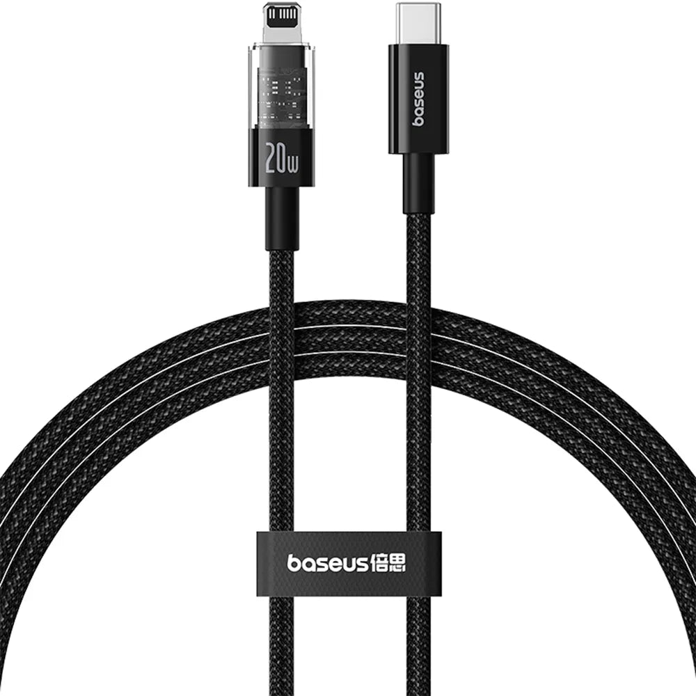 Baseus Gem Series 20W Type C To Lightning Data Cable Cluster Black 1m