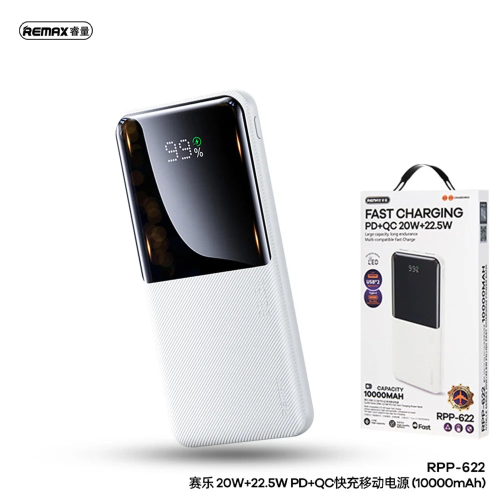 Remax rpp-622 20w+22.5w pd+QC fast charge power bank 10000mah Black and White