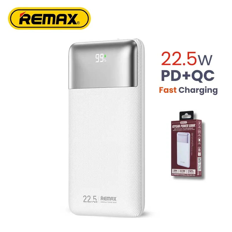 REMAX Kiyuan Series 20W+22.5W PD+QC Fast Charging Power Bank 10000mAh RPP-5 White and Blue