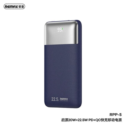 REMAX Kiyuan Series 20W+22.5W PD+QC Fast Charging Power Bank 10000mAh RPP-5 White and Blue