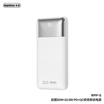 REMAX Kiyuan Series 20W+22.5W PD+QC Fast Charging Power Bank 10000mAh RPP-5 White and Blue