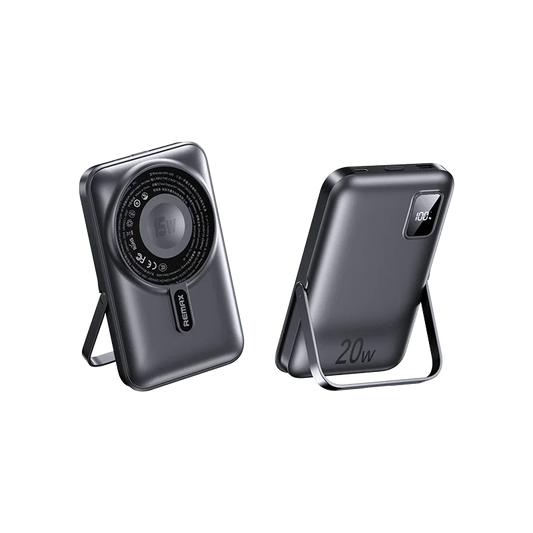 REMAX RPP-695 3 IN 1 (15W M/W) 22.5W + PD 20W POWER BANK WITH FOLDABLE STAND GREY AND BLUE