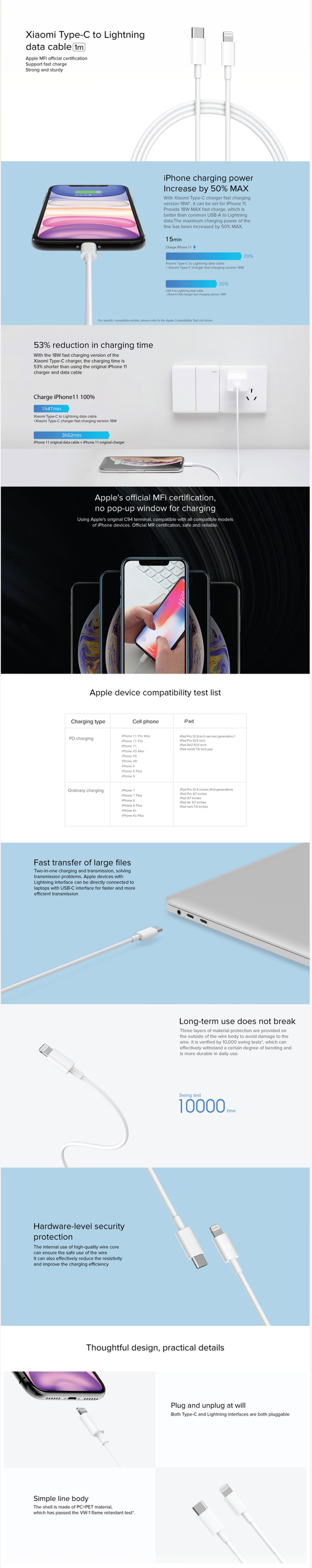 MI USB-C LIGHTNING CABLE